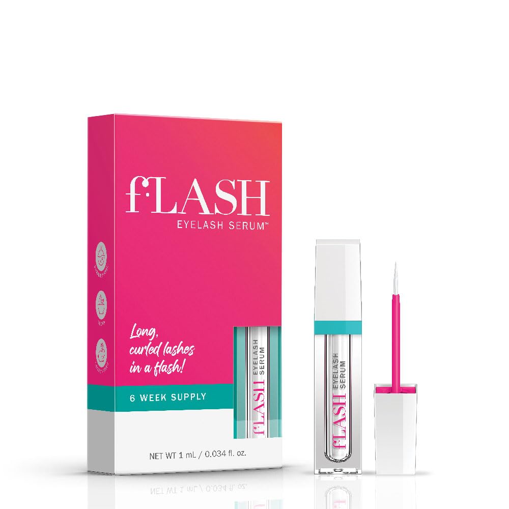 fLASH Eyelash Serum Mini bottle viewed from the top for travel-friendly routine.