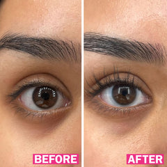 Close-up of the upper-lash line application with fLASH serum.