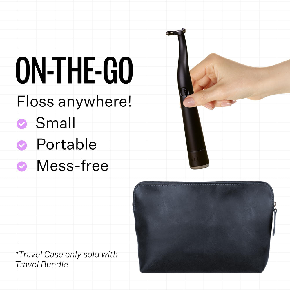Compact, travel-friendly packaging highlights the brand.