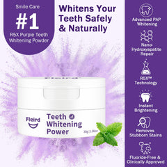Fleird Purple Toothpaste Application shows color-correcting boost for yellow tones.