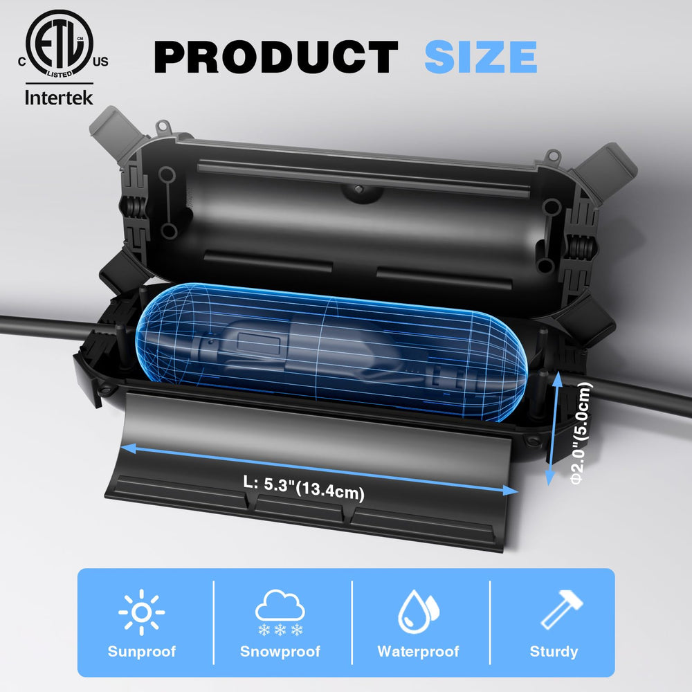 Heavy-duty reinforced PP shell resists weather and debris on outdoor connections.