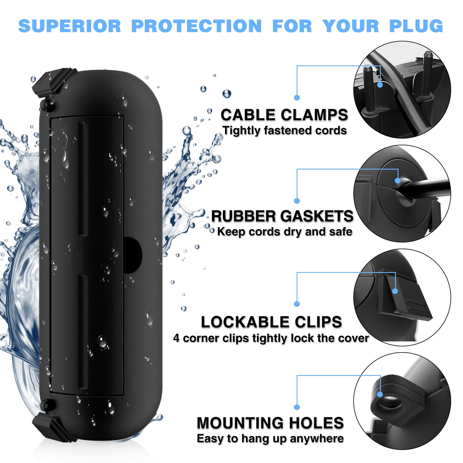 Compatibility note: supports 14/16/18 gauge cords, 10mm entry port.