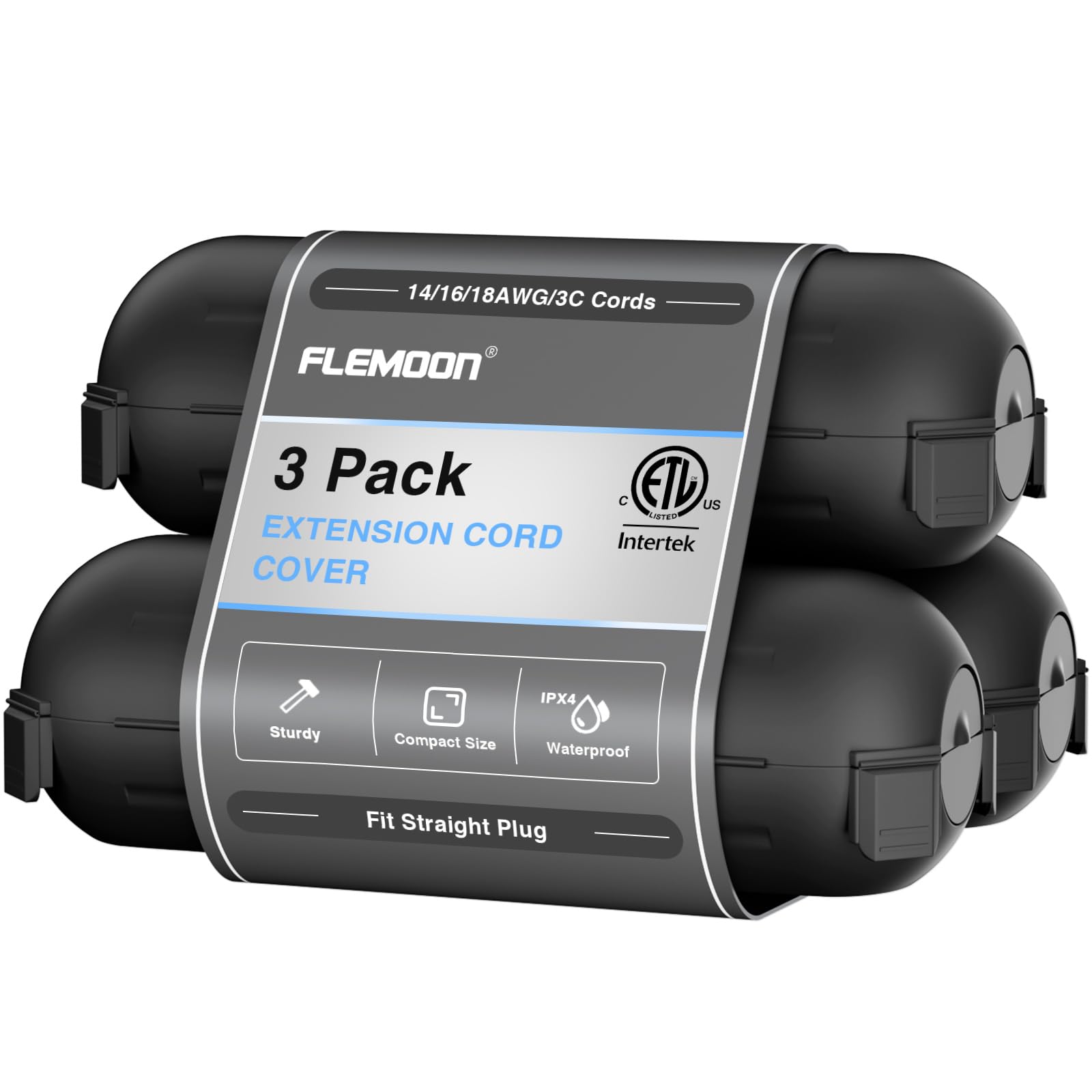 Flemoon outdoor extension cord safety cover with waterproof seal protects outdoor outlets.