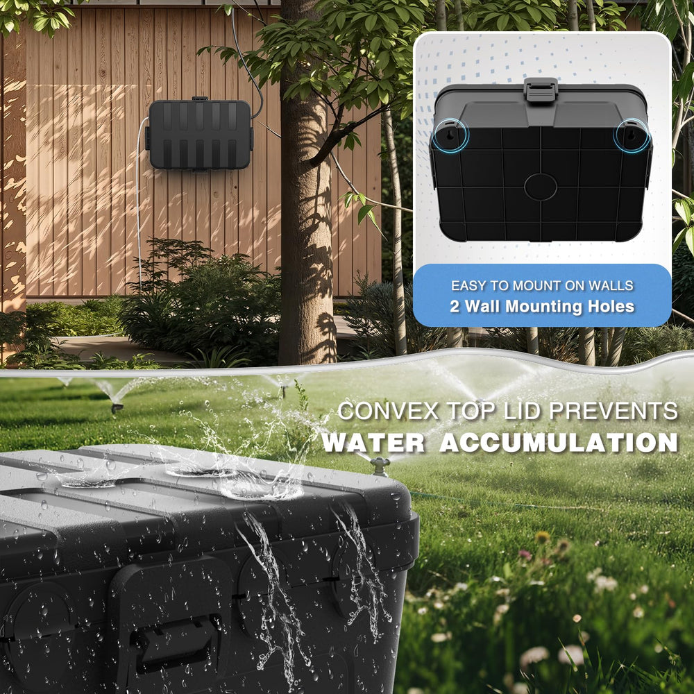 Flemoon weatherproof box guarding outdoor tools from splashes.