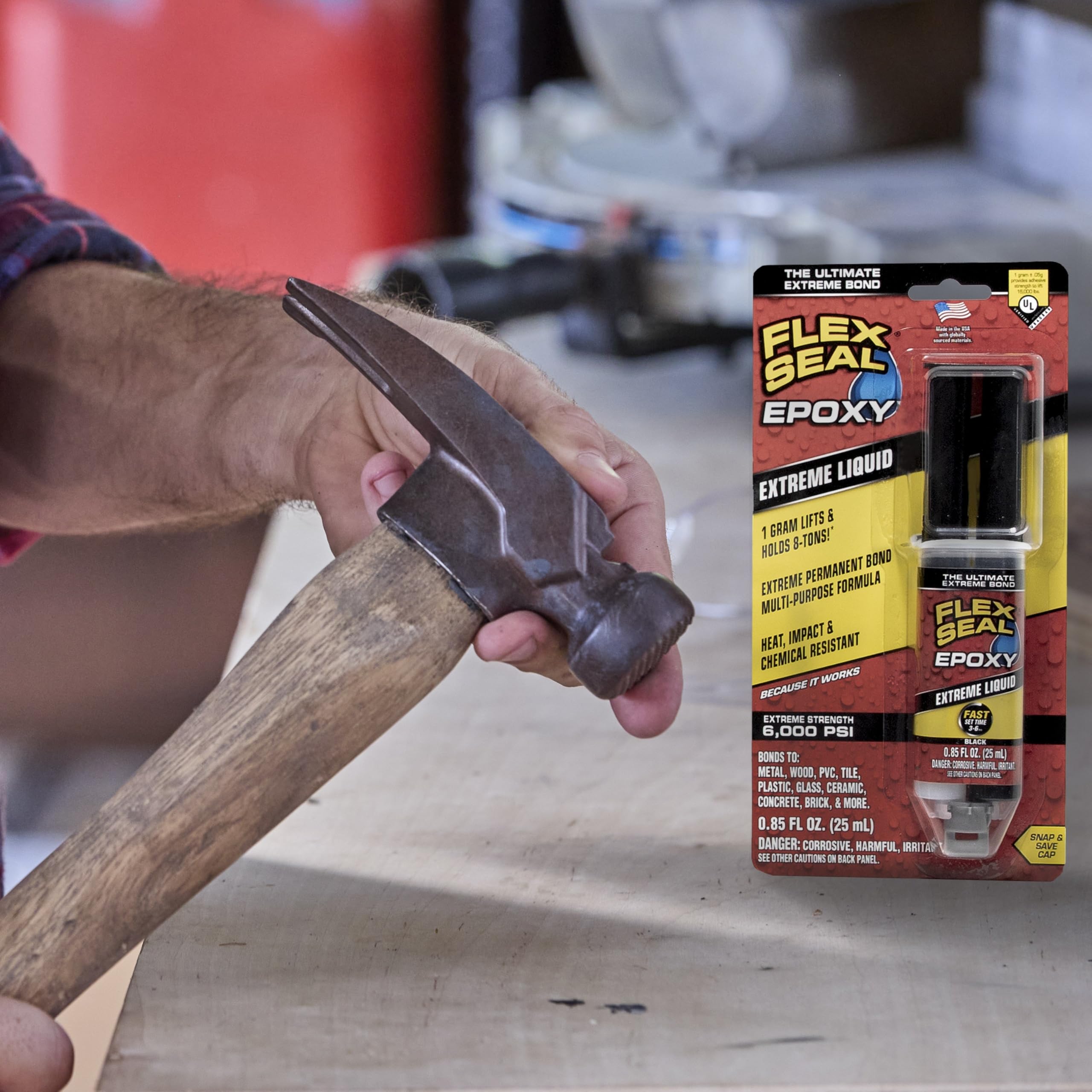 Flex Seal Epoxy Extreme Liquid multi-surface bonding for repairs.