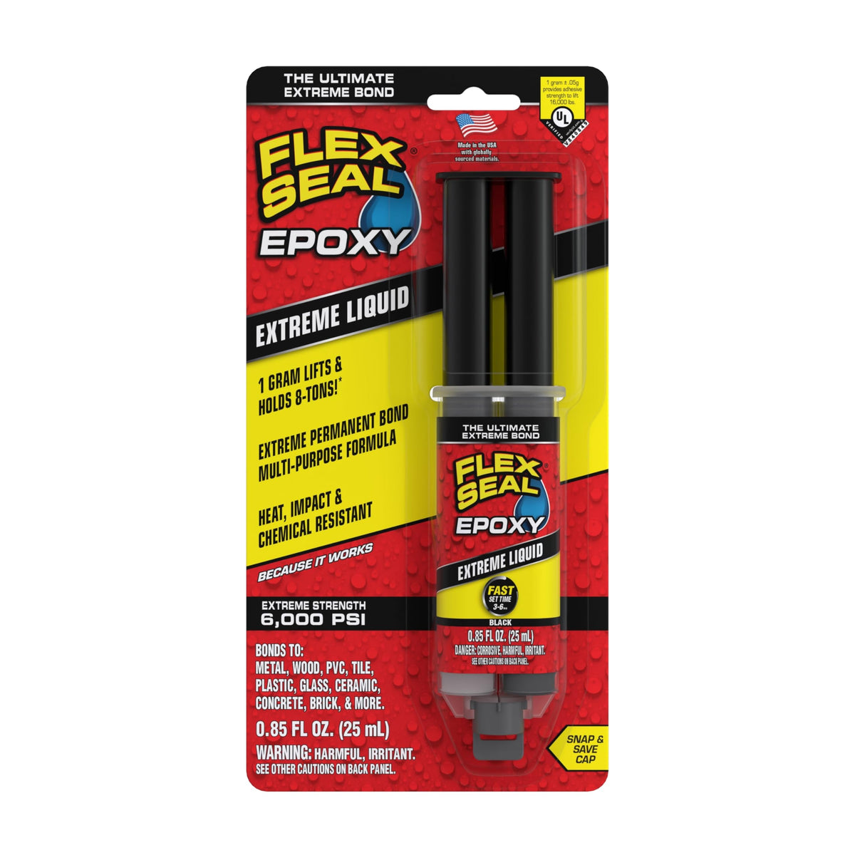 Flex Seal Epoxy Extreme Liquid tube close-up for precise dispensing and strong bonding.
