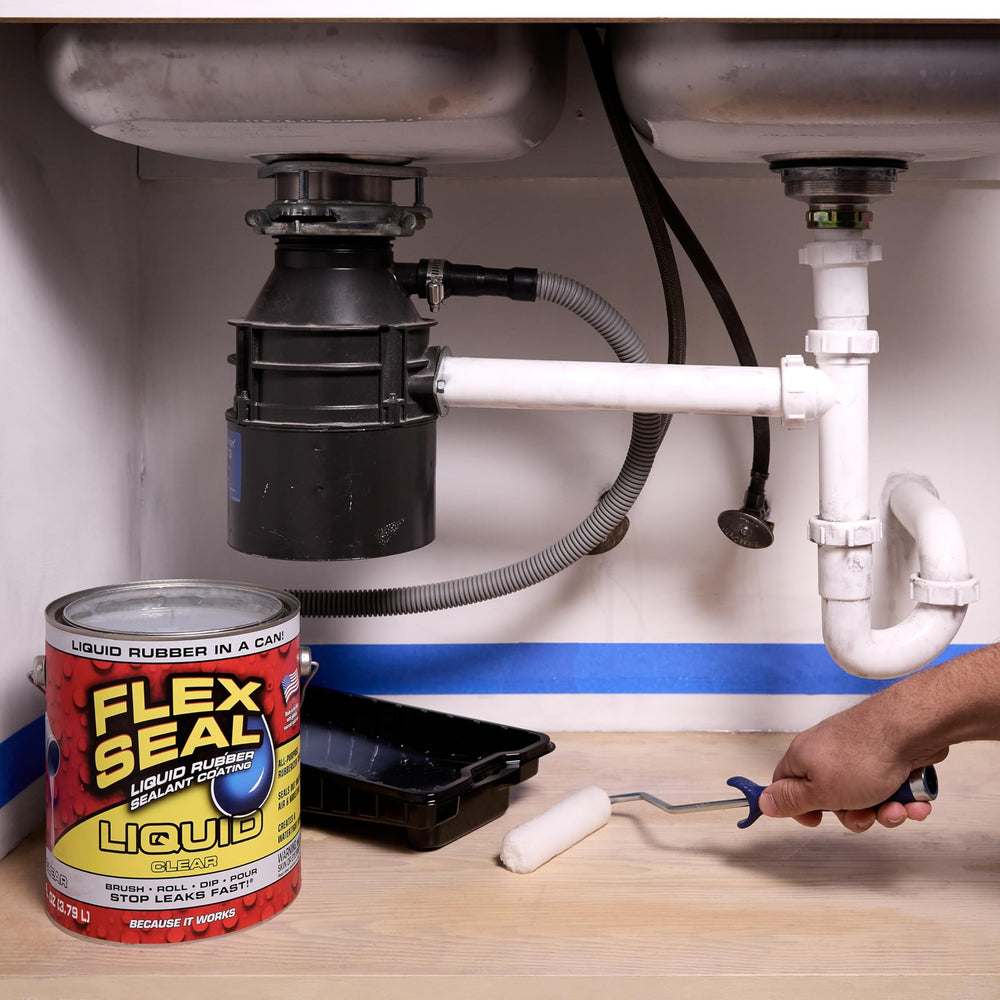 Flex Seal Liquid applied to a marine surface for a water-tight seal.