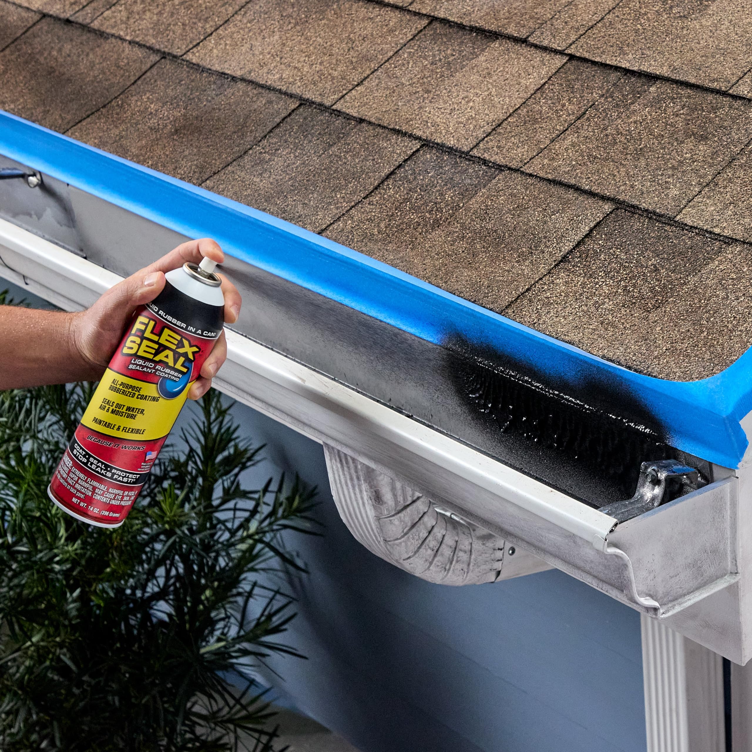 Flex Seal on RV roof repair shows a flexible, watertight coating.