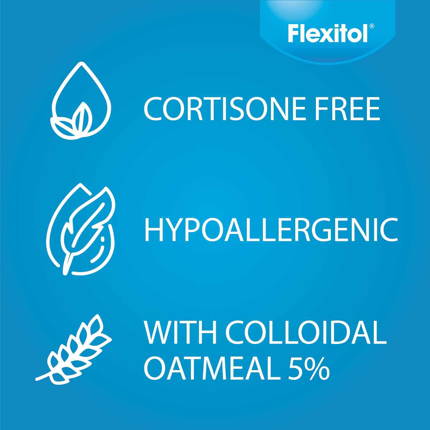 Flexitol 5 percent colloidal oatmeal illustration emphasizes moisture barrier support.