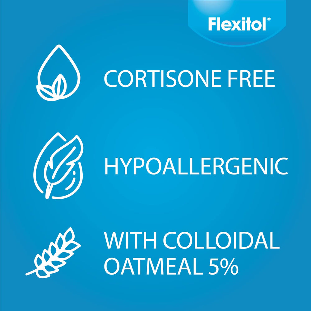 Flexitol 5 percent colloidal oatmeal illustration emphasizes moisture barrier support.