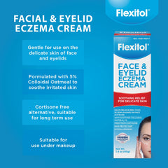 Flexitol eye-area application scene for gentle daily care.