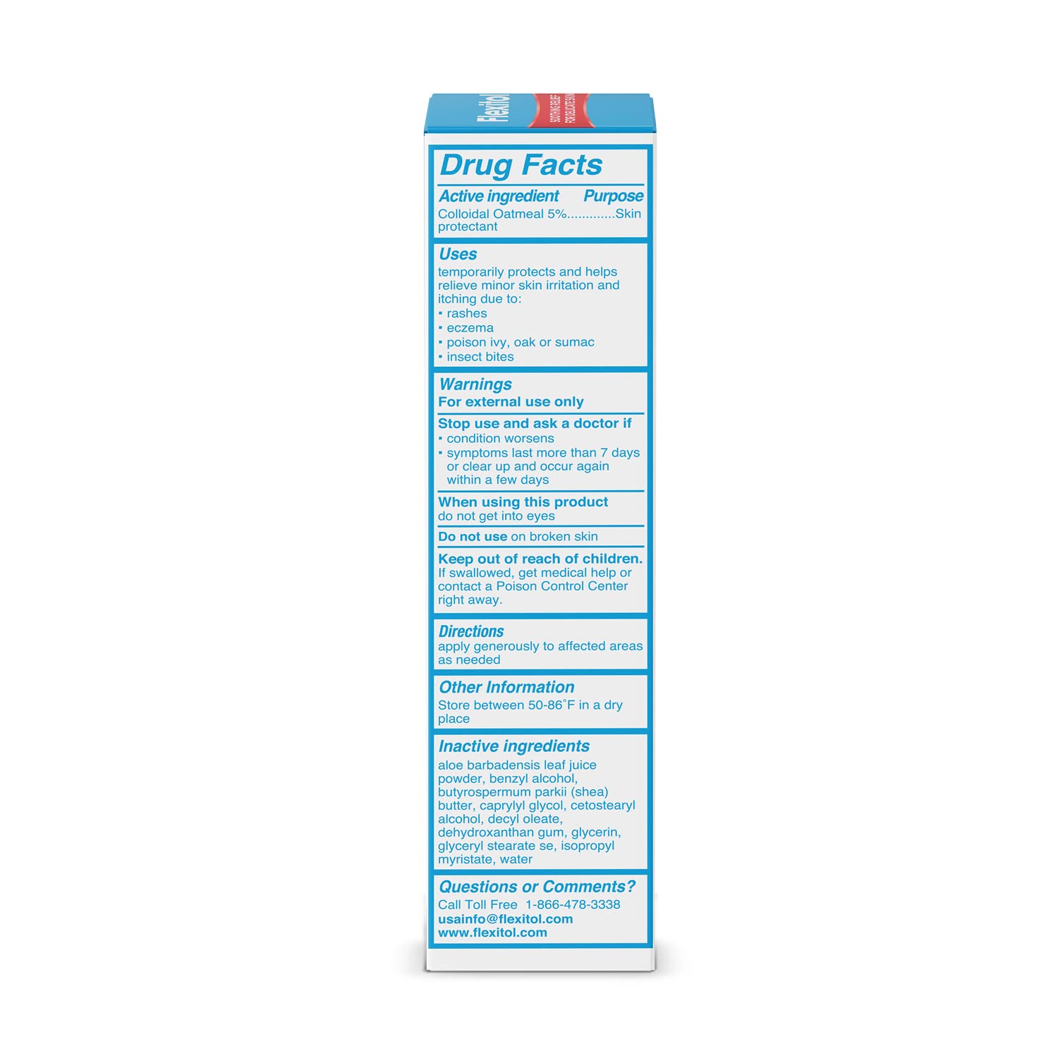 Flexitol cream tube close-up highlighting light, non-greasy texture.