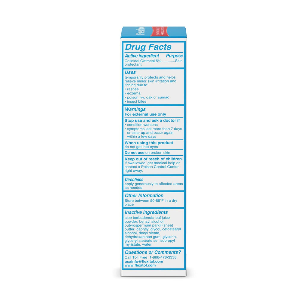 Flexitol cream tube close-up highlighting light, non-greasy texture.