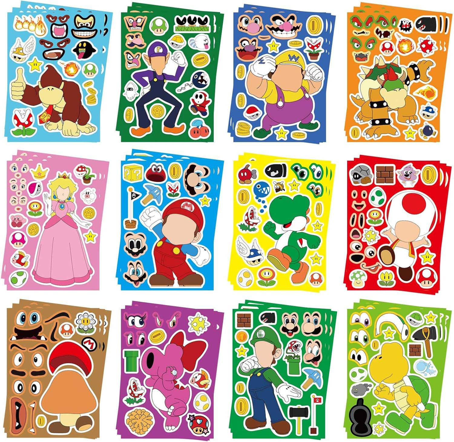 FlgarGO Mario make-a-face stickers for creative art projects and imaginative play