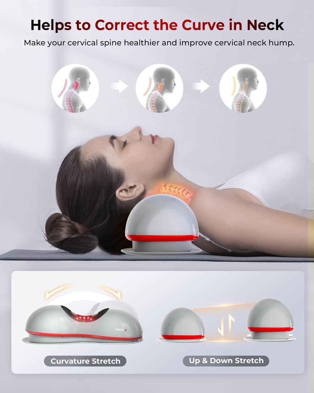 Flikeze dynamic traction movement indicating neck stretch directions