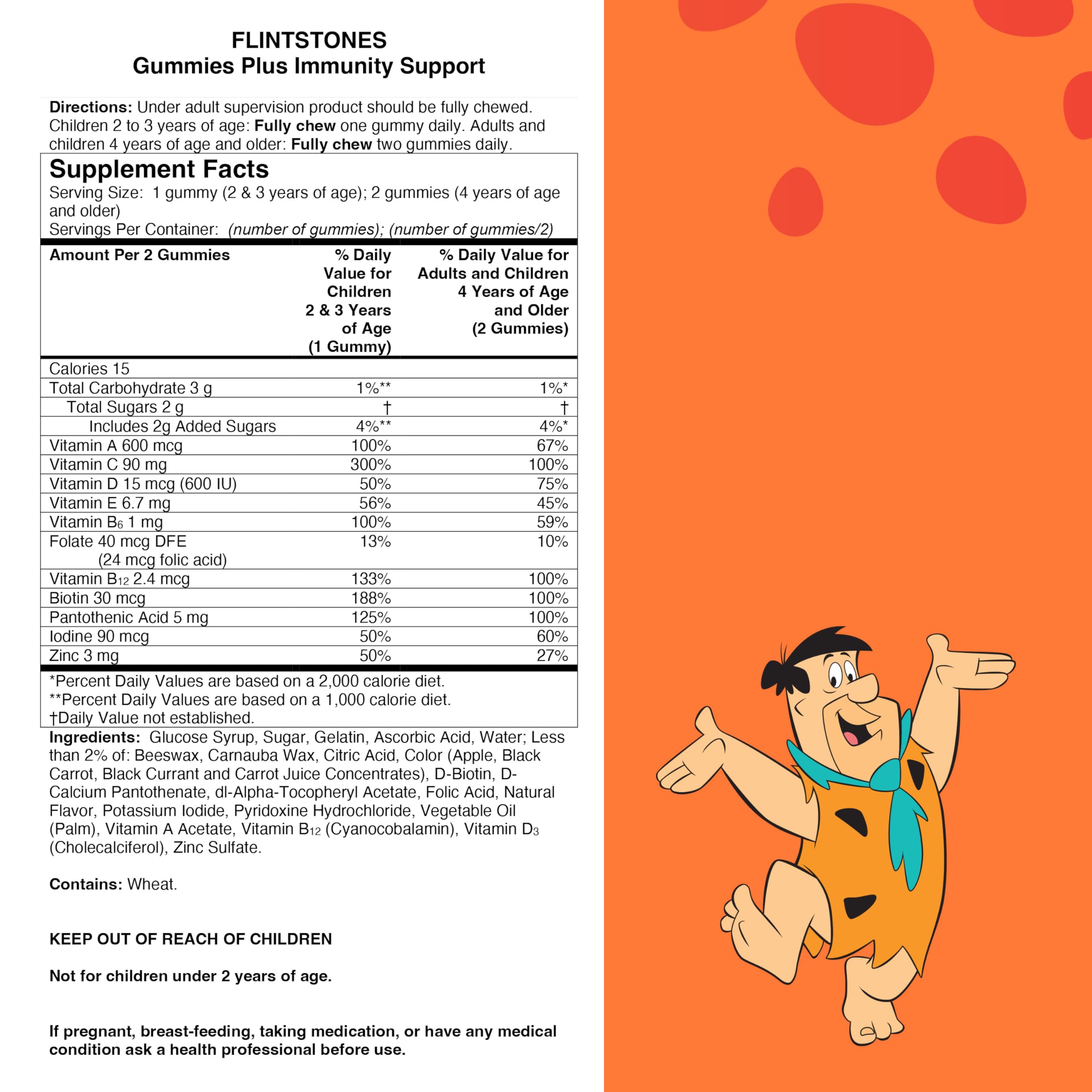 Flintstones Gummies label detail highlights 11 nutrients