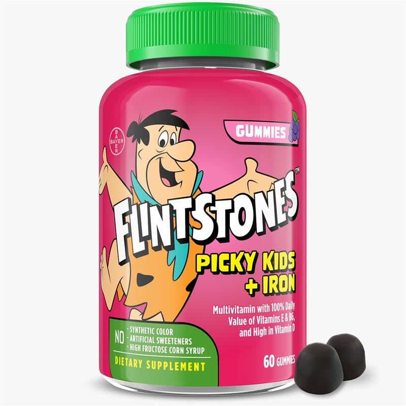 Flintstones Picky Kids + Iron bottle pour simplifies the daily gummy routine