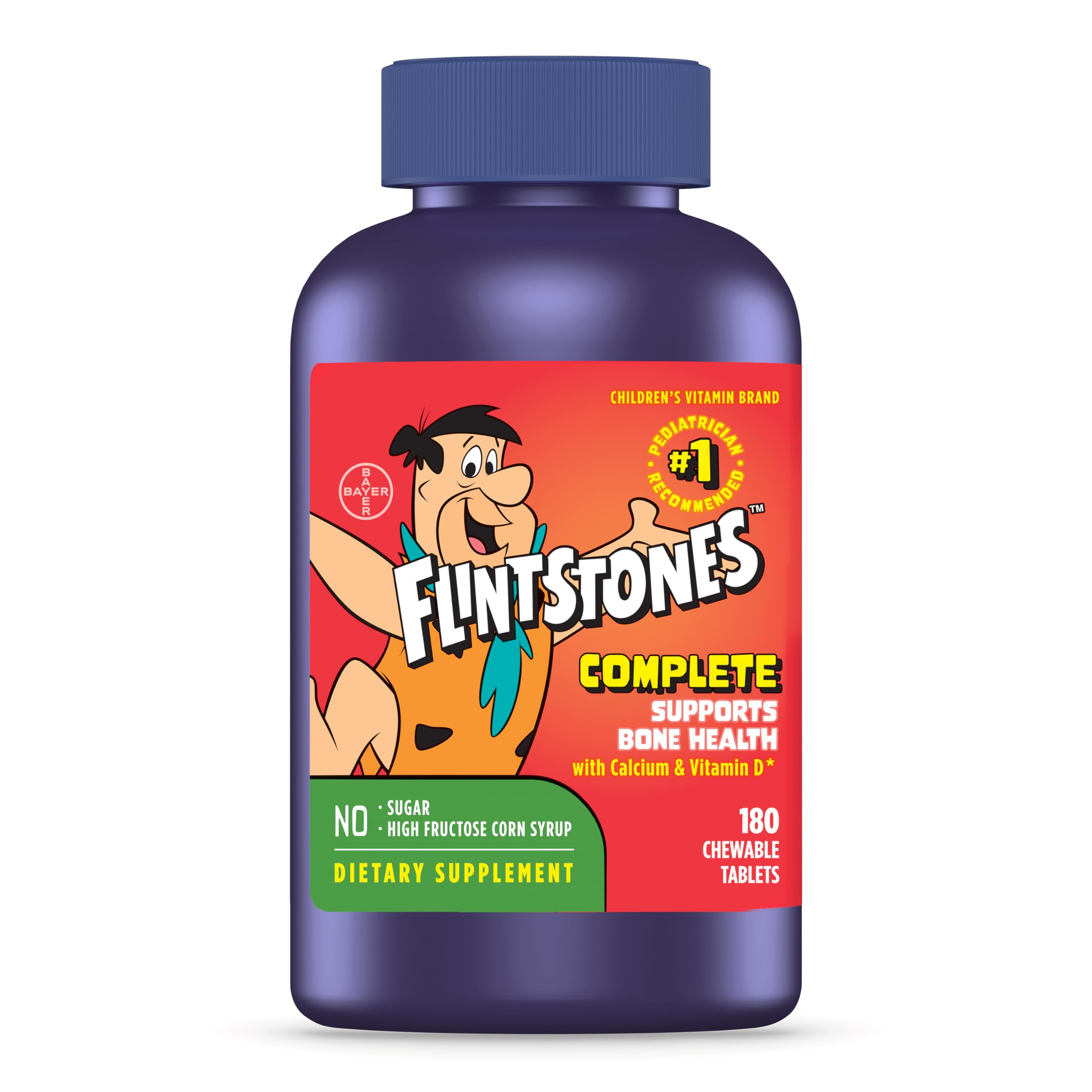 Flintstones Vitamins chewable kids multivitamin jar front helps daily nutrient intake with kid-friendly taste.