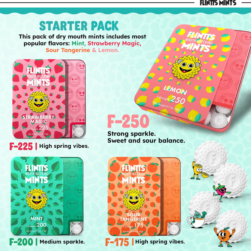 Flintts Mints compact travel size fits in pocket for on-the-go hydration.