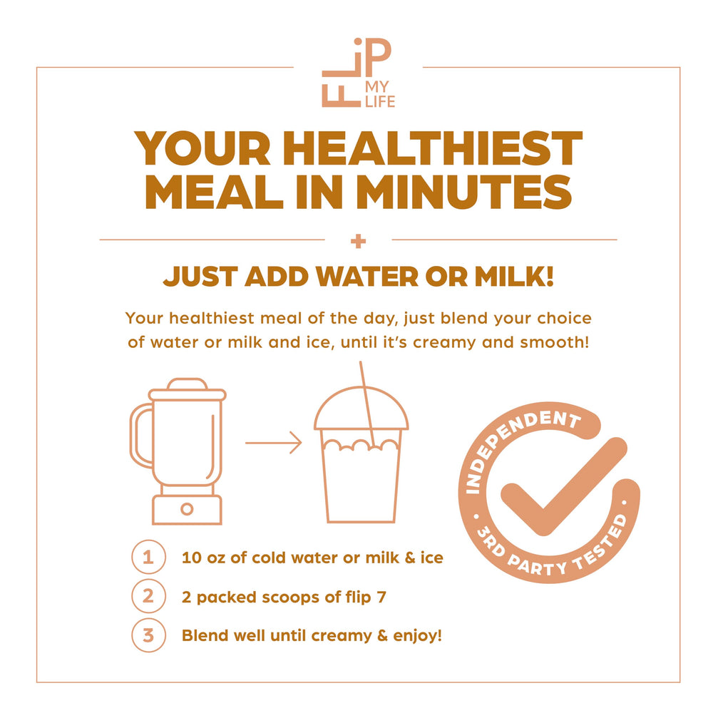 Flip My Life Flip7 Peanut Butter Power superfood greens for daily vitality.