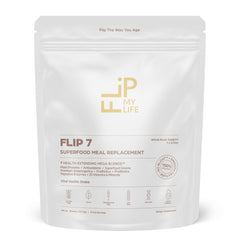 Flip My Life Flip 7 vanilla bottle showcases a premium plant-based blend for daily energy.