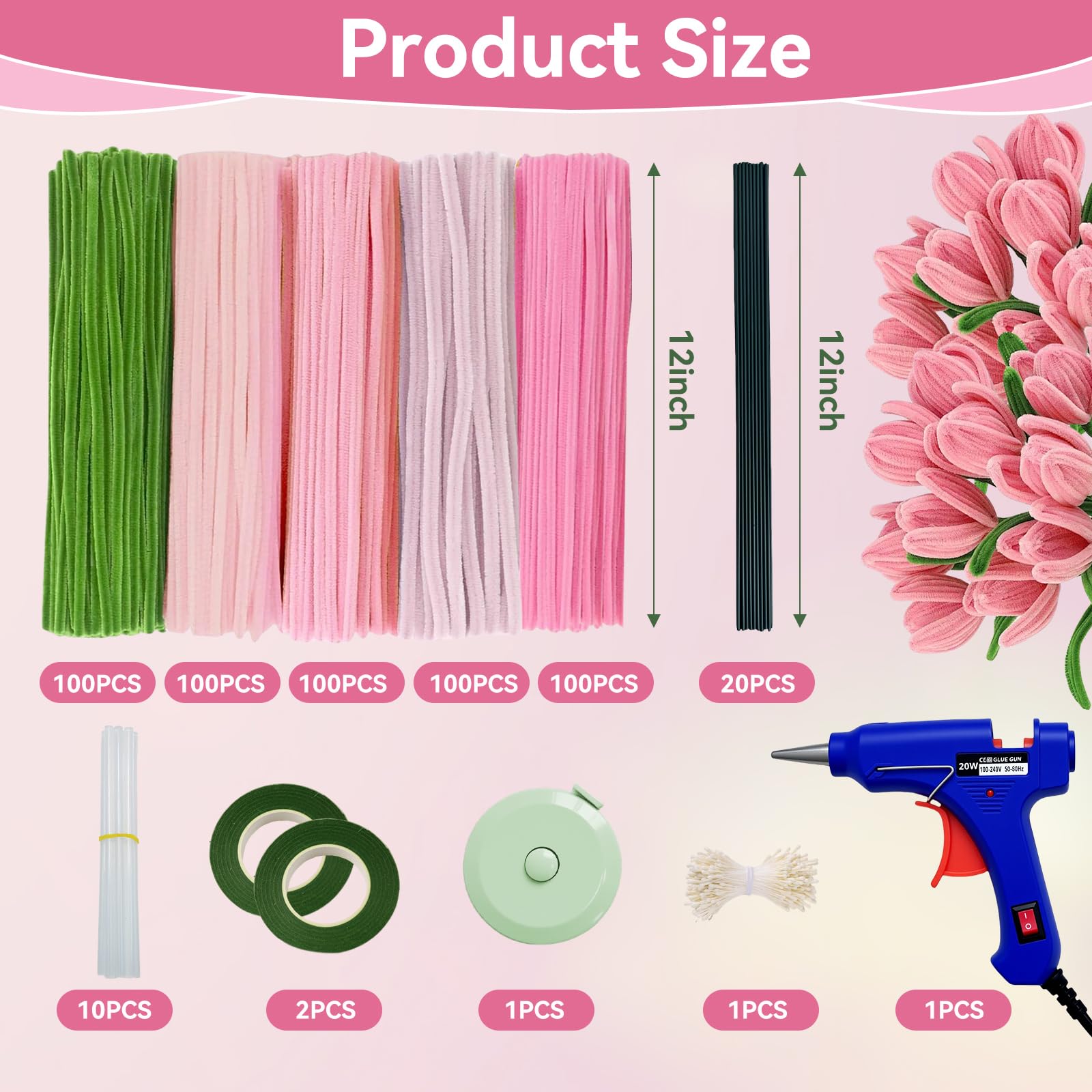 Flizubat 8mm chenille stems deliver fuller petals for lifelike floral crafts
