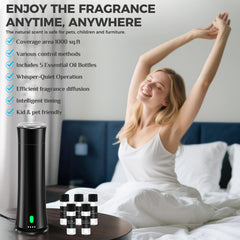 FLLUK remote control enables easy fragrance adjustment from afar.
