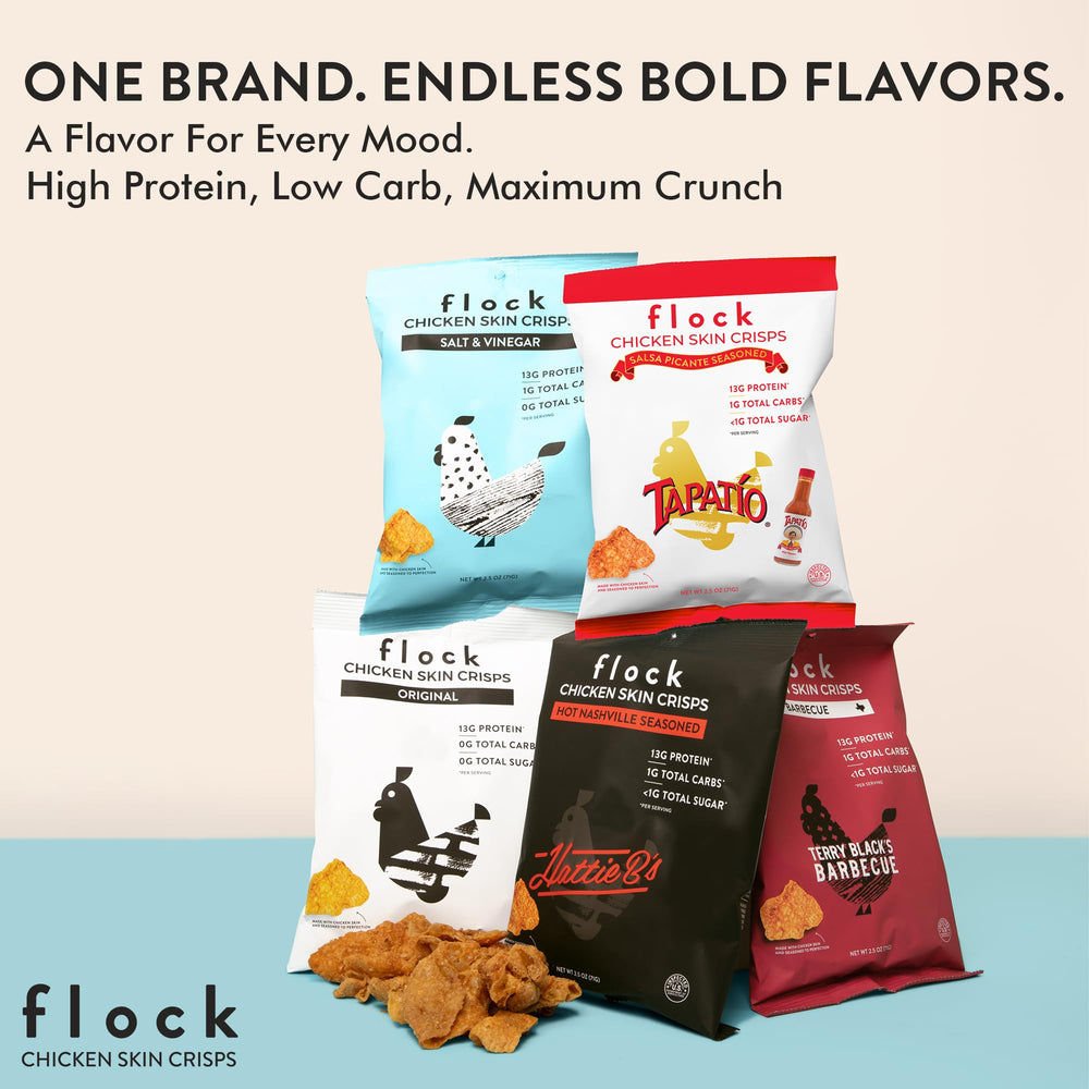 Flock protein crackers ideal for dips, salads, and quick meals.
