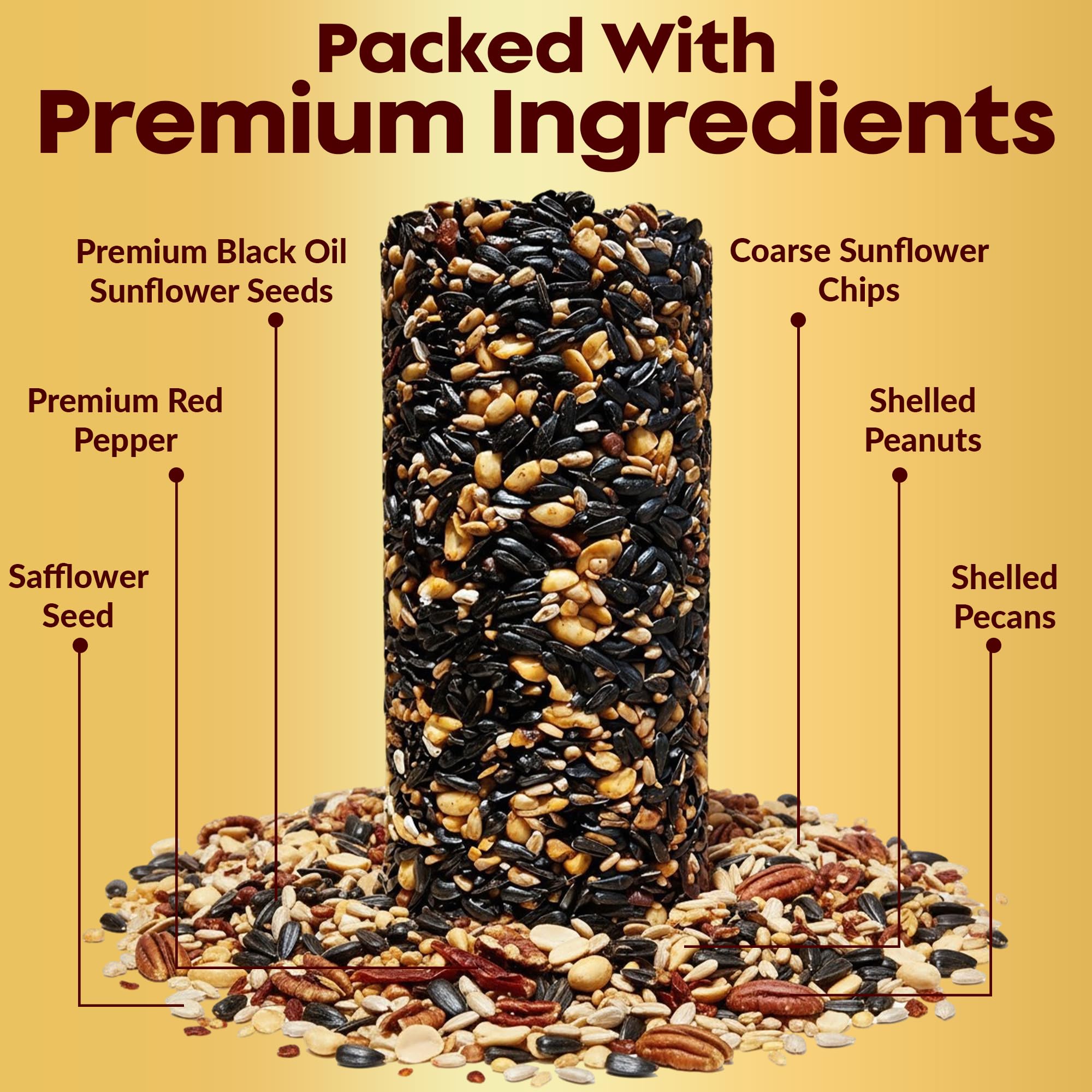 Flockin hot pepper bird seed cylinder performs well in dry conditions to extend feeding.