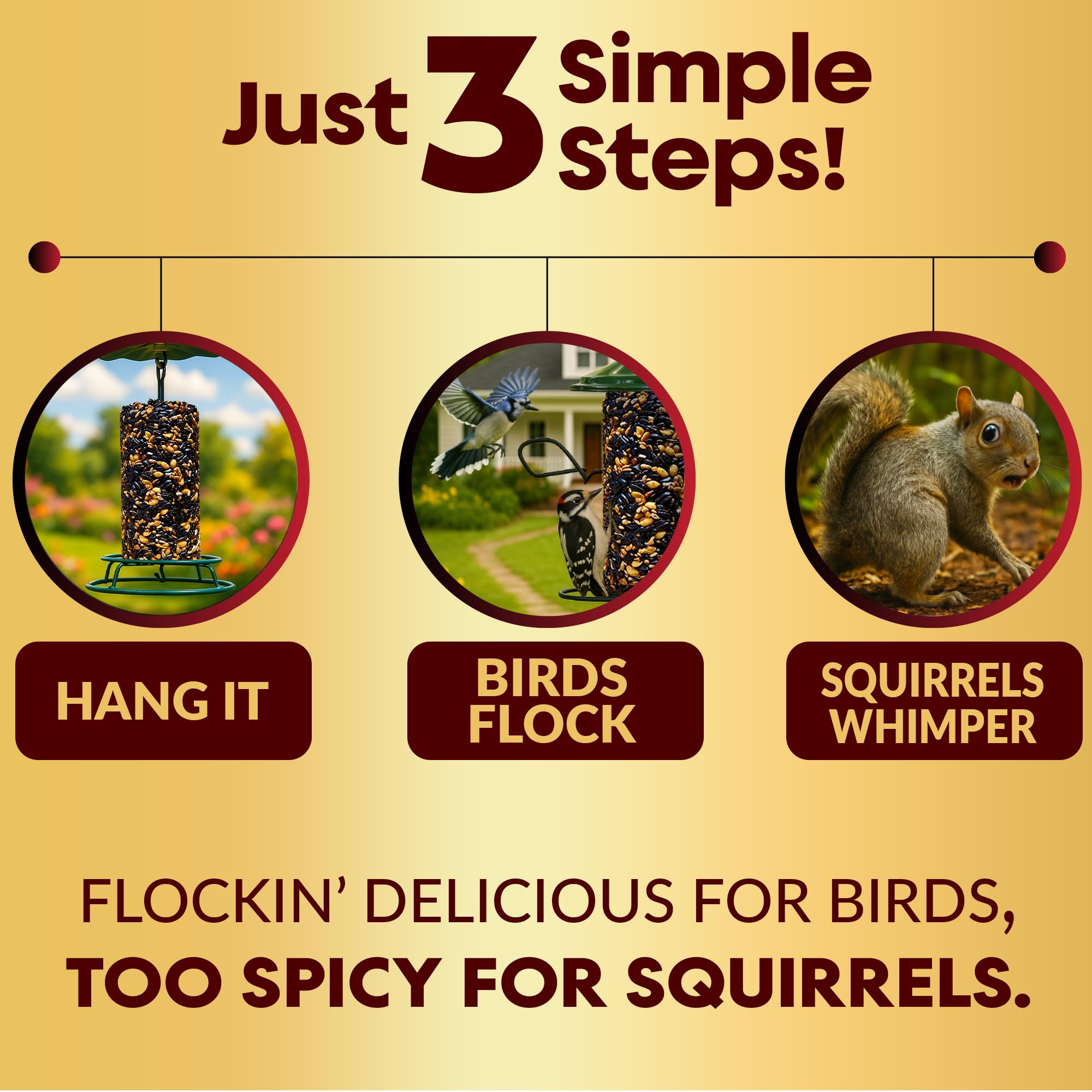 Flockin hot pepper bird seed cylinder packaging ships ready to use.
