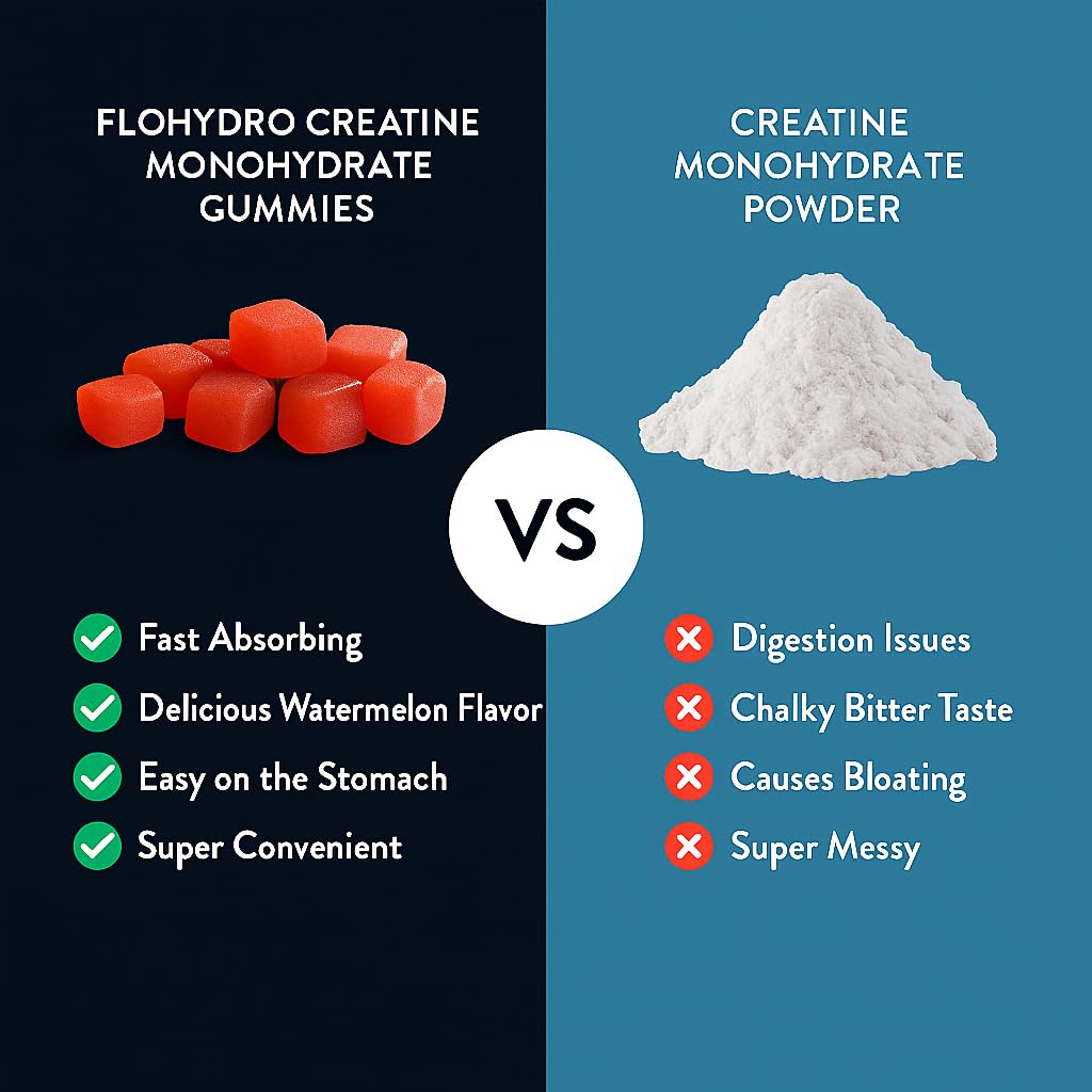 FloHydro Creatine Gummies ingredients close-up highlighting monk fruit