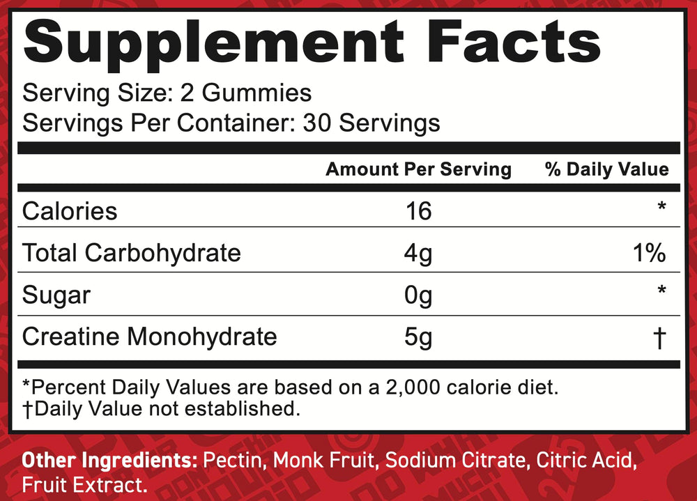 FloHydro Creatine Gummies pour shot showing serving size