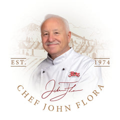 Flora 3 Cheese Shaker pours on pasta for ready Italian flavor.