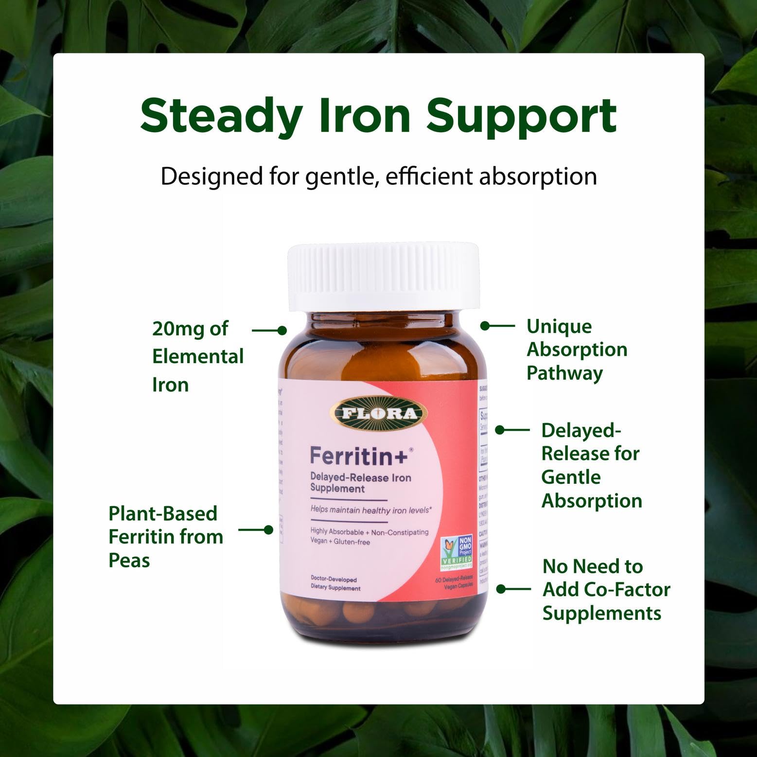 Packaging highlights vegan and gluten-free formula for dietary needs.