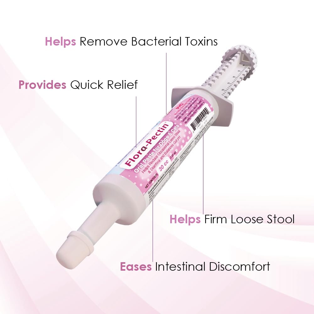 FLORA-PECTIN oral paste bottle cap closeup showing easy dosing for pets