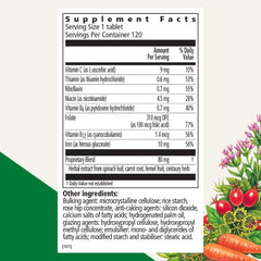 Floradix iron tablets packaging highlights 120 tablets and German purity for easy daily use
