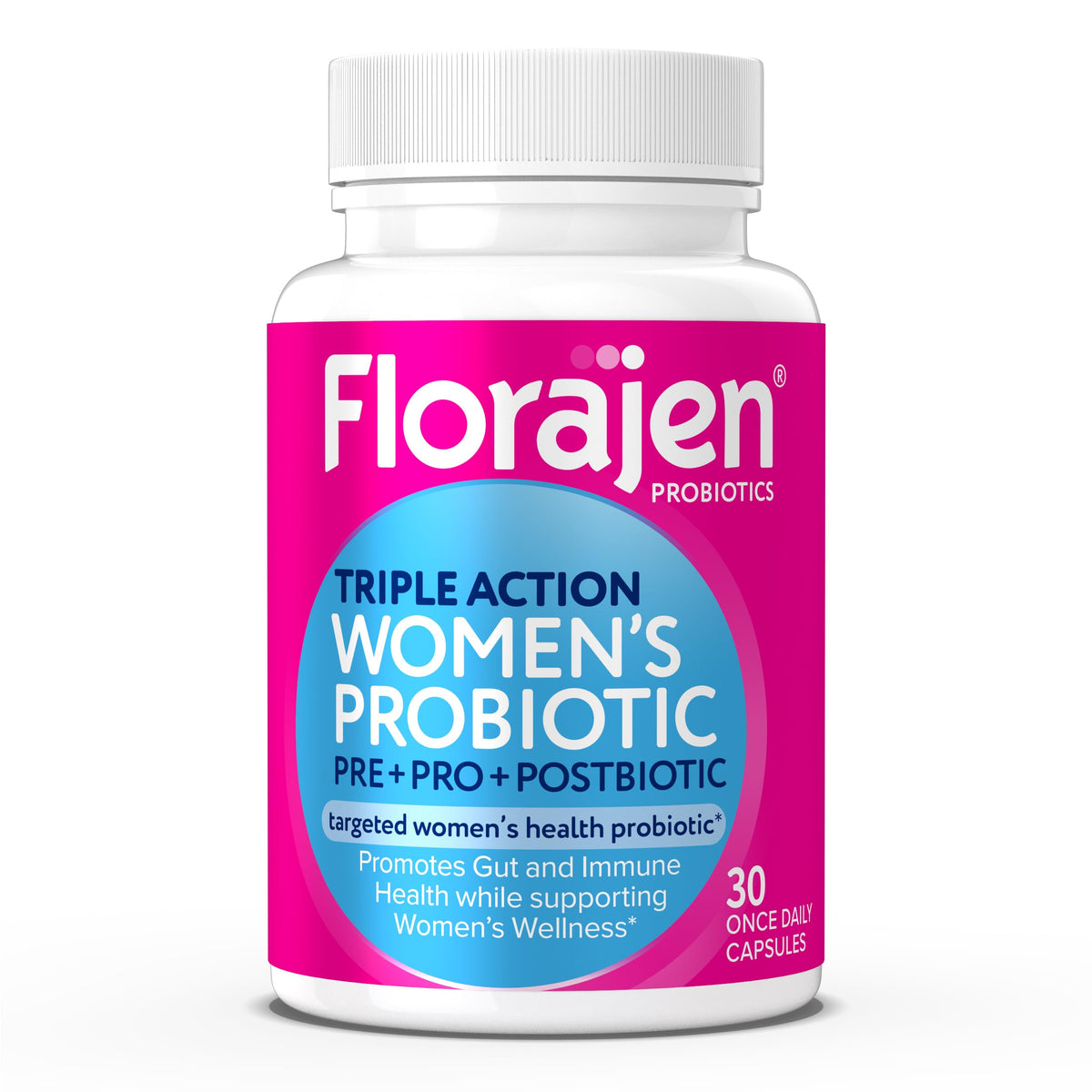 Florajen Women's Complete bottle close-up for easy daily use