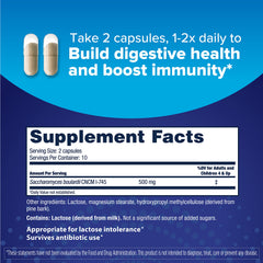 Florastor capsules closeup highlighting the CNCM I-745 strain for gut balance.