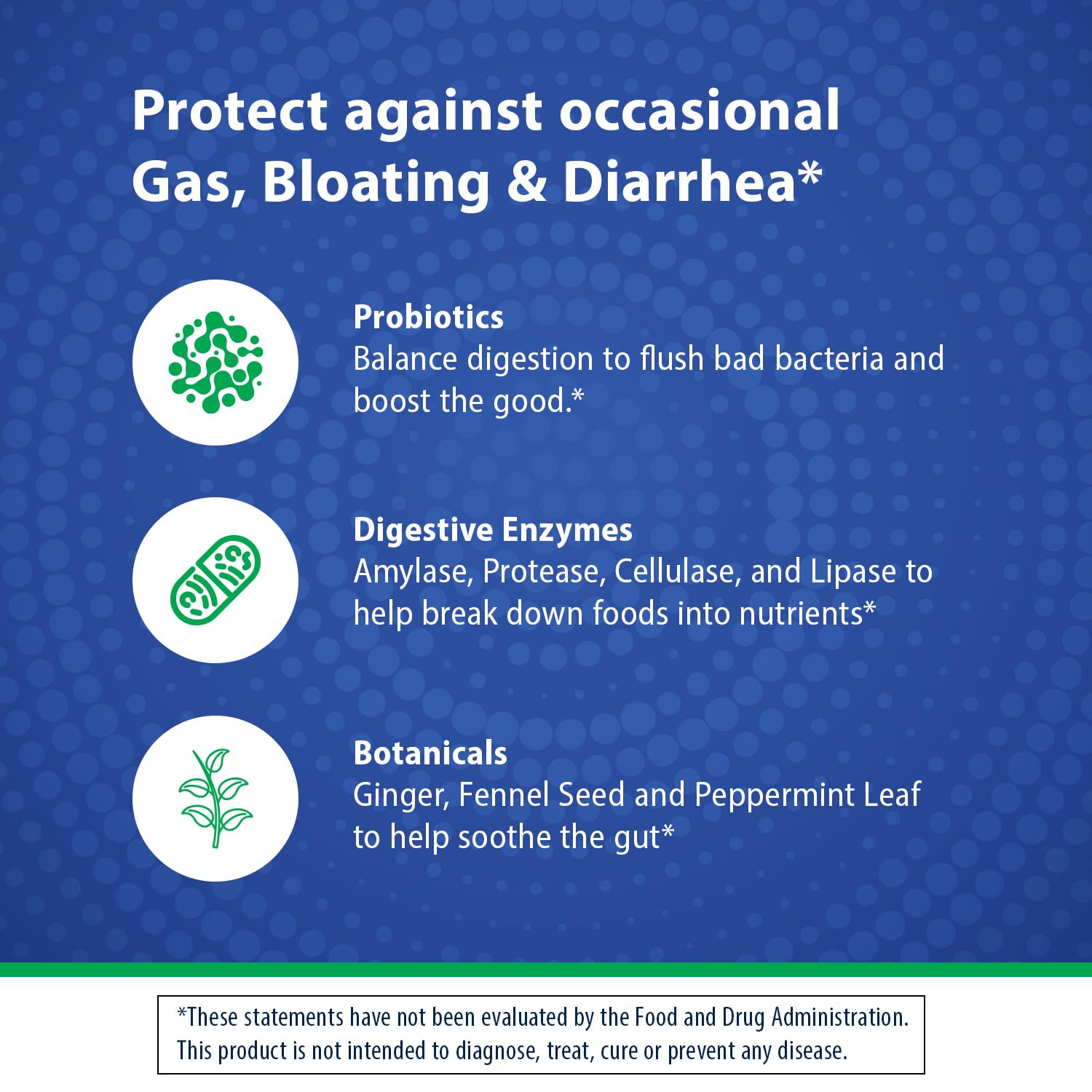 Florastor digestive enzyme blend close-up highlighting amylase and lipase.