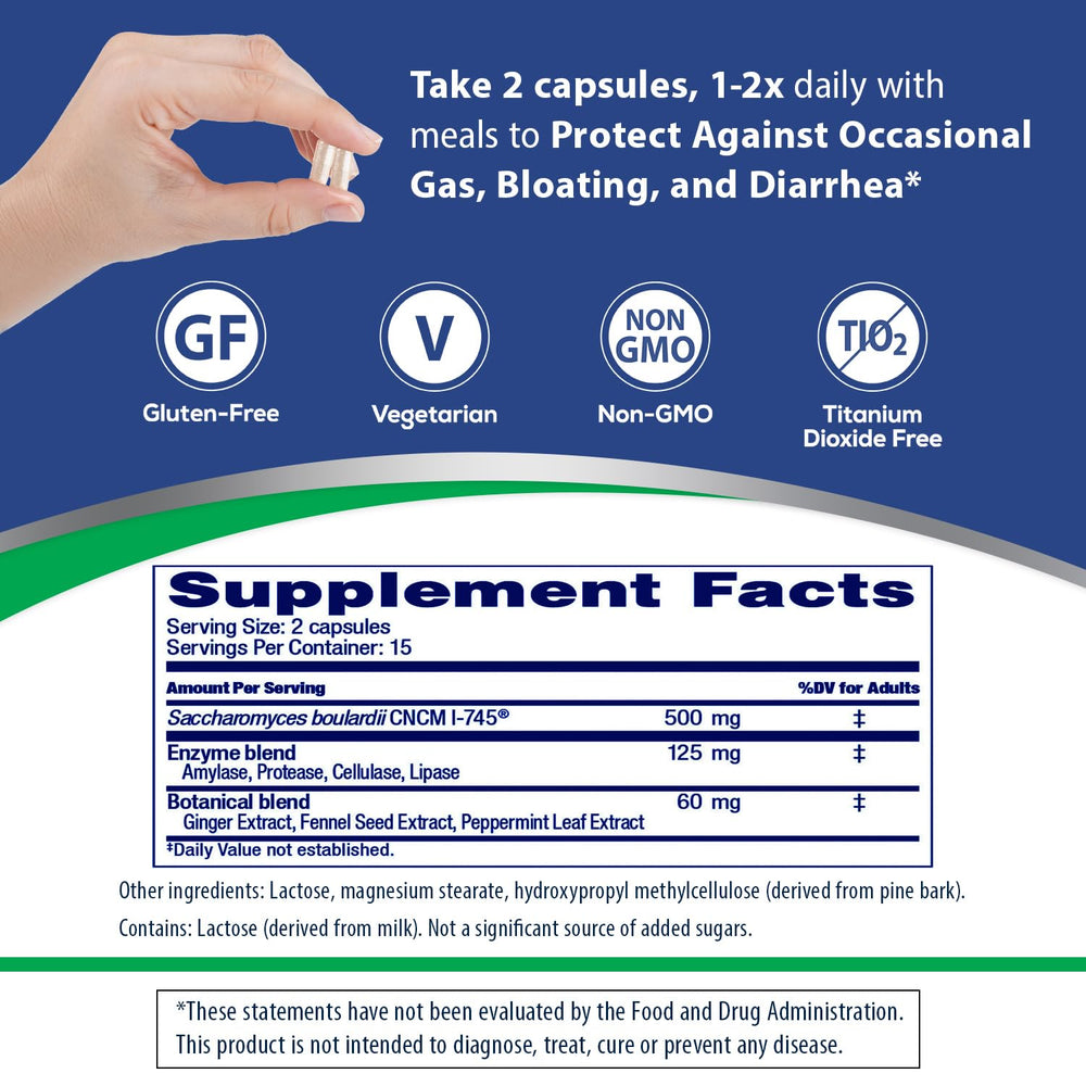 Florastor ginger fennel peppermint botanicals for bloating relief.
