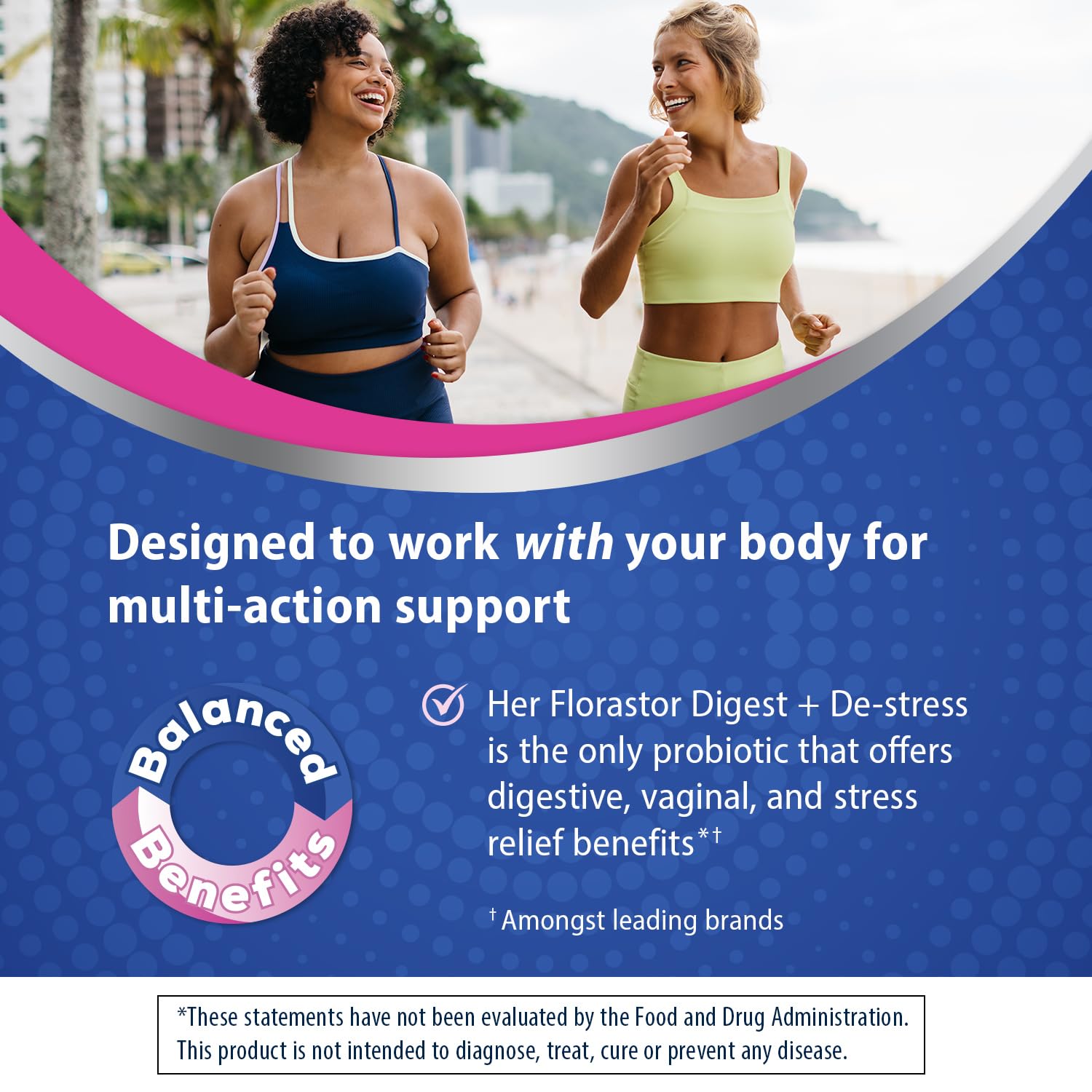 Florastor Probiotic Digestive Health Illustration: gut-friendly probiotics support comfortable digestion.