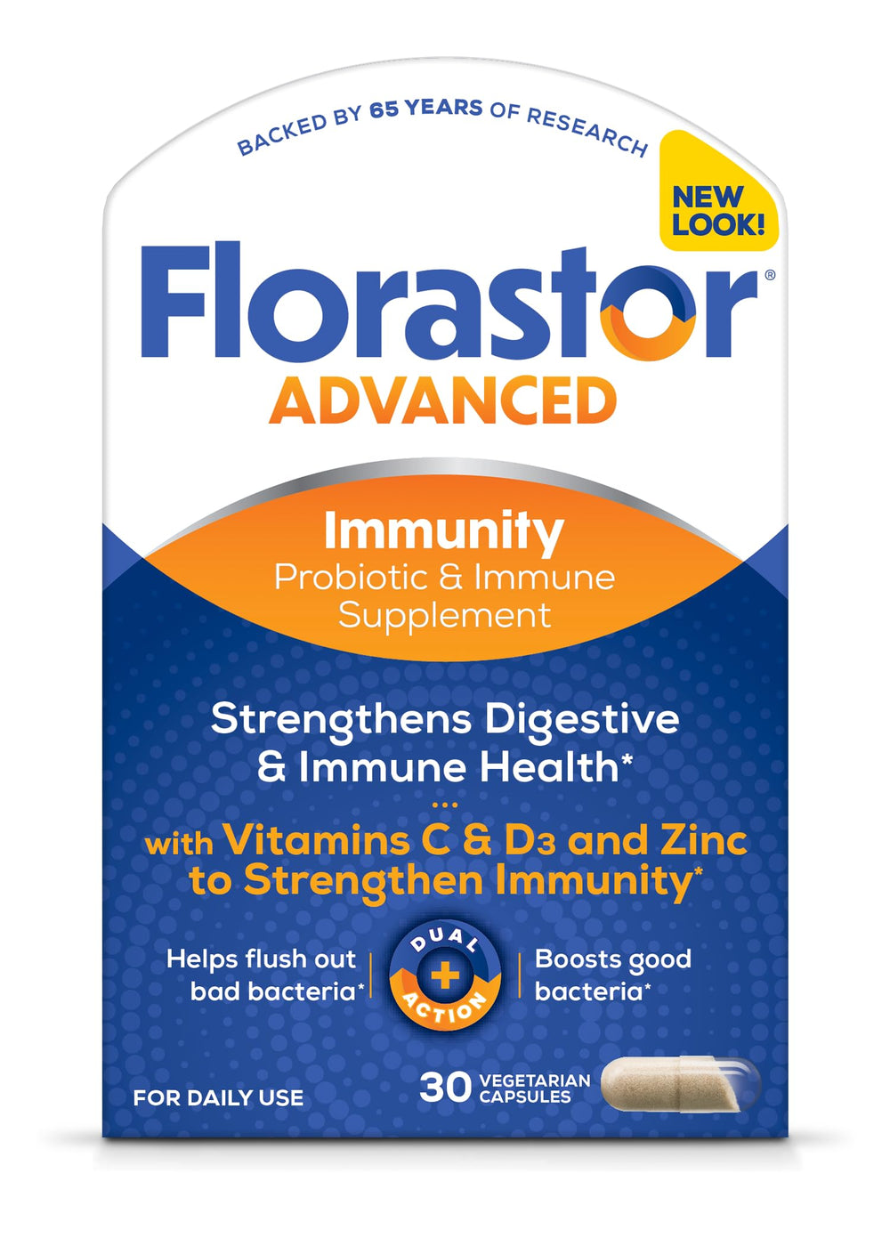 Florastor Select Immunity Boost bottle front view for daily gut balance and immune support.