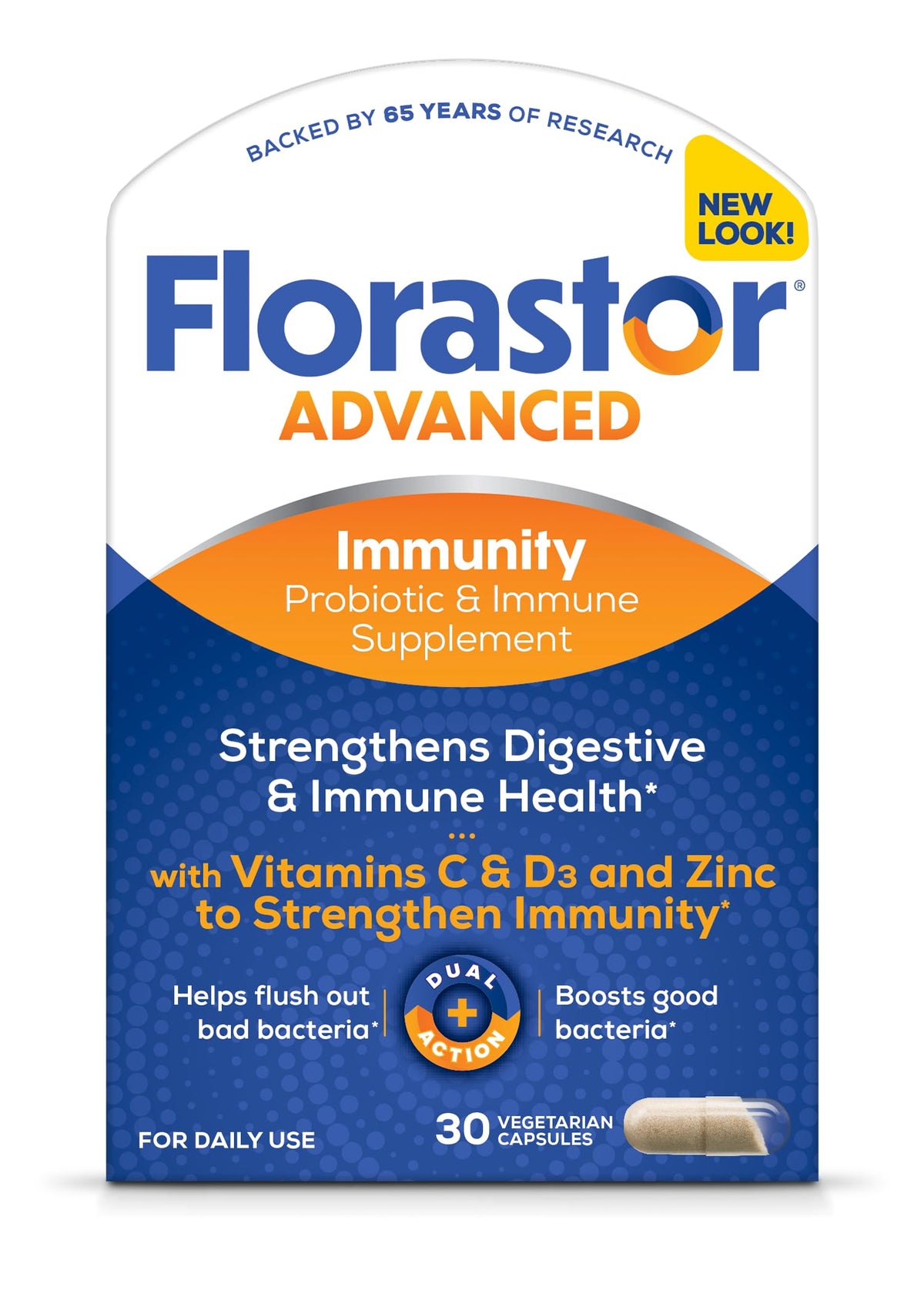 Florastor Select Immunity Boost bottle front view for daily gut balance and immune support.