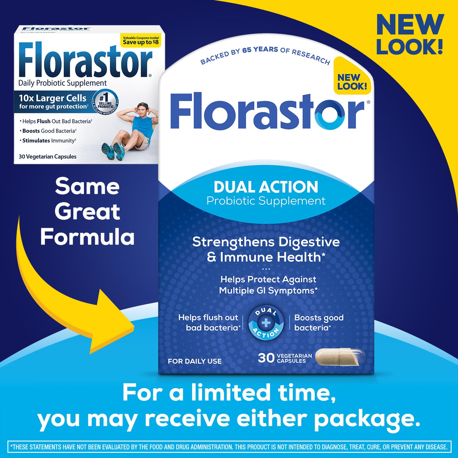 Florastor packaging shows Saccharomyces boulardii CNCM I-745 strain for gut health