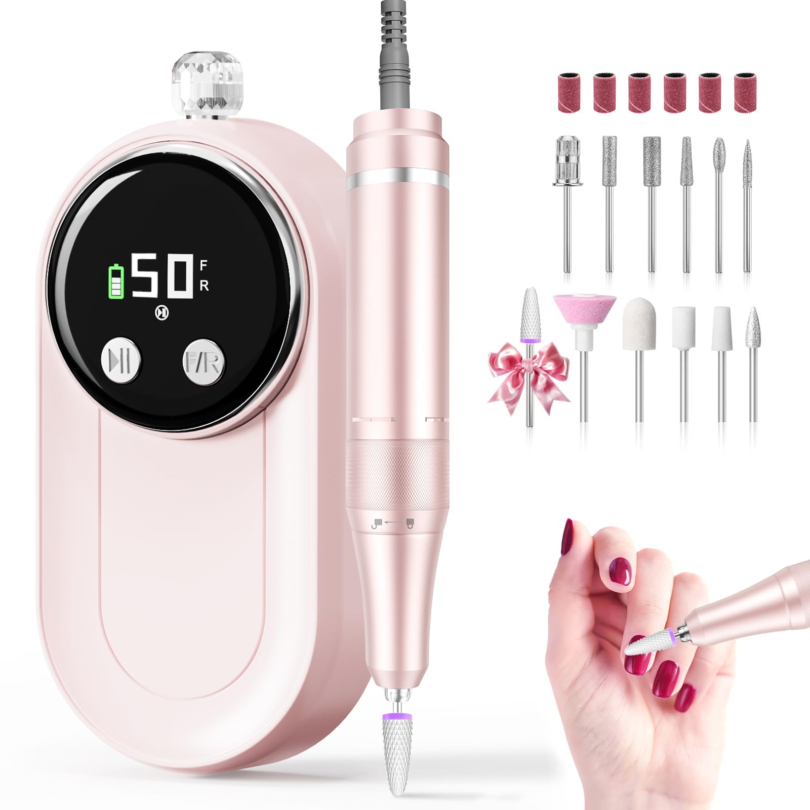 FLORAVIC high-speed nail drill 50,000 RPM for fast acrylic removal and precise shaping