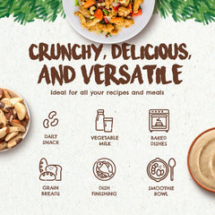 Floresta em Pé Brazil nuts crunch texture in bag, premium snack experience.