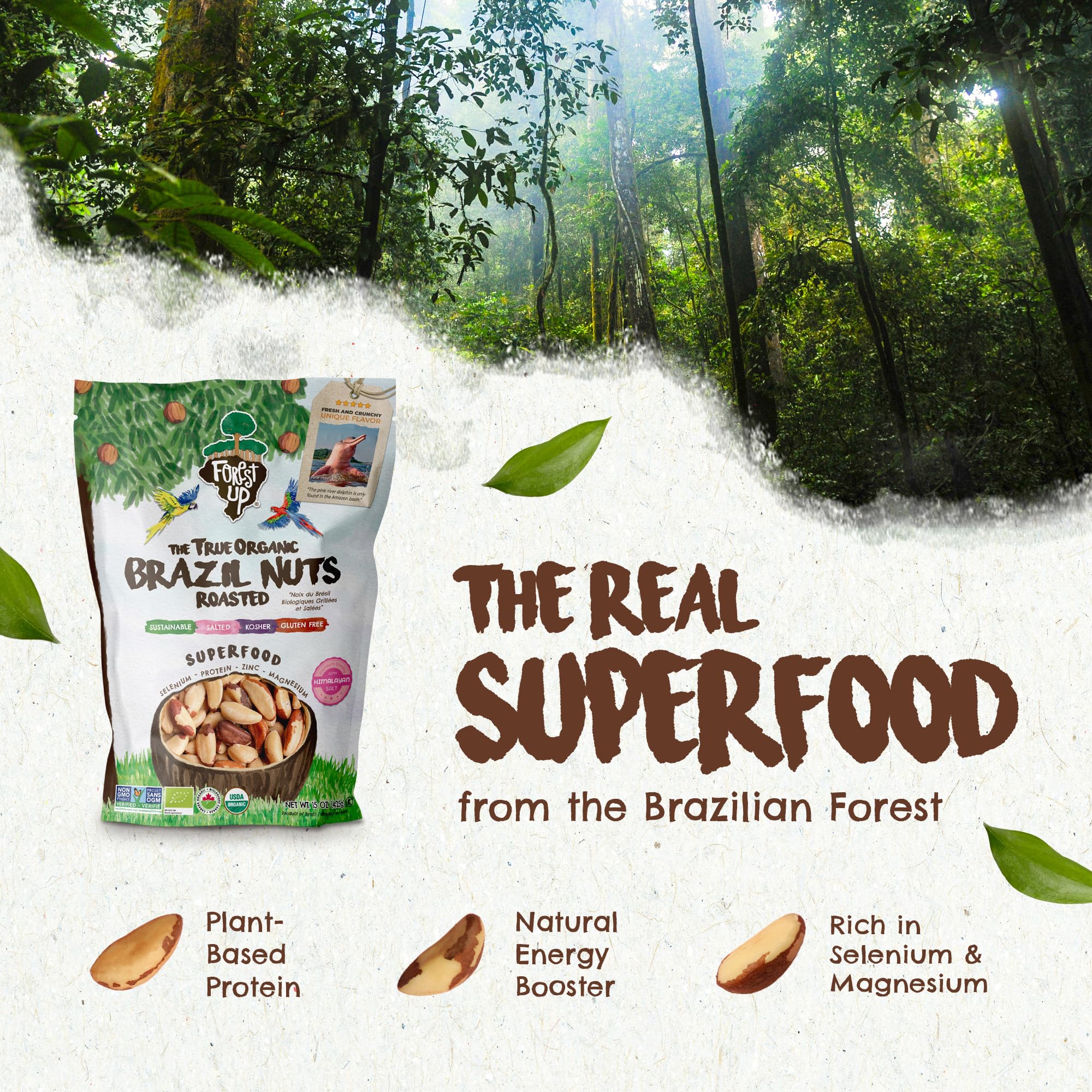 Floresta em Pé Brazil Nuts crystal salt closeup highlights Himalayan salt crystals.