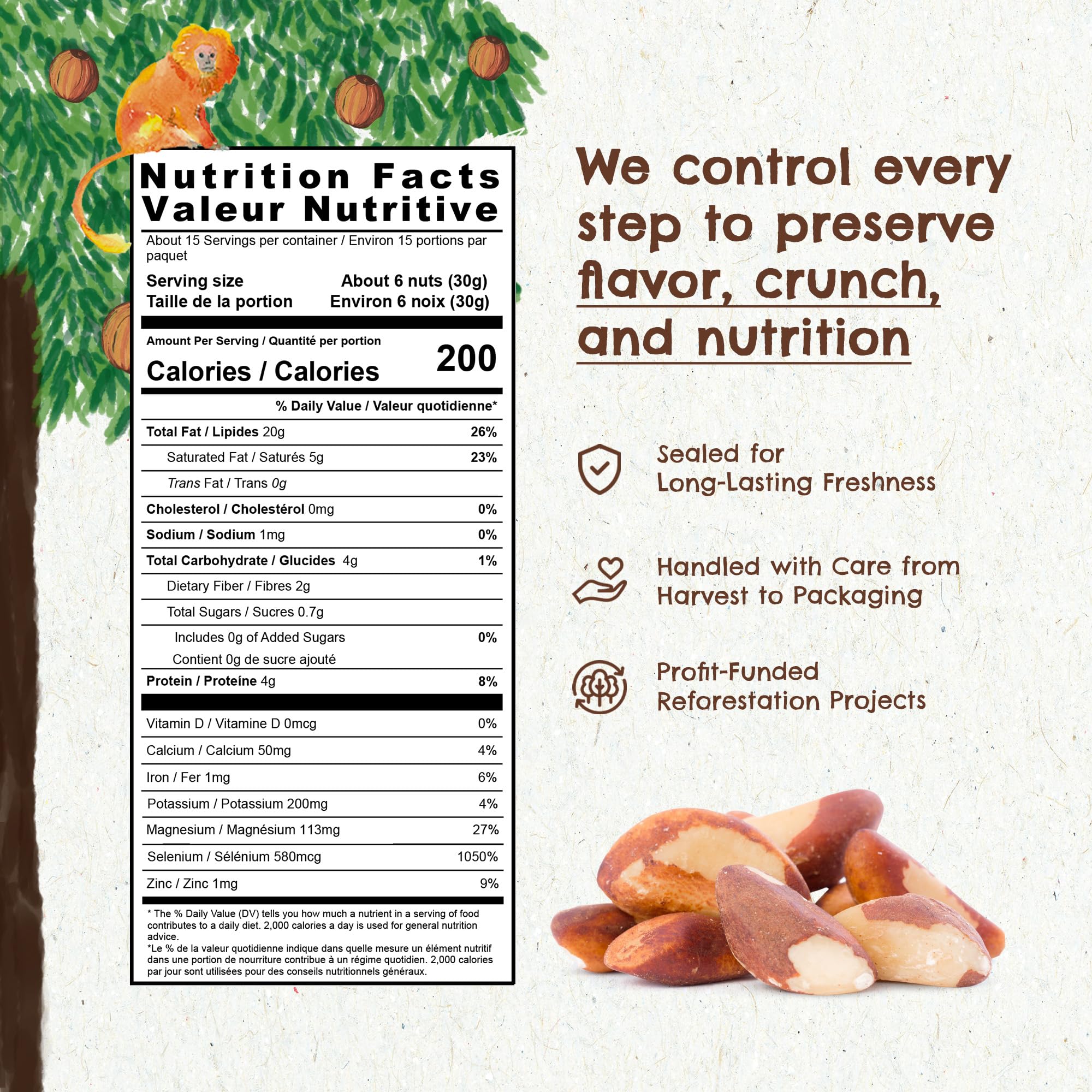 Floresta em Pé Brazil nuts raw unsalted, ideal for plant-based protein.