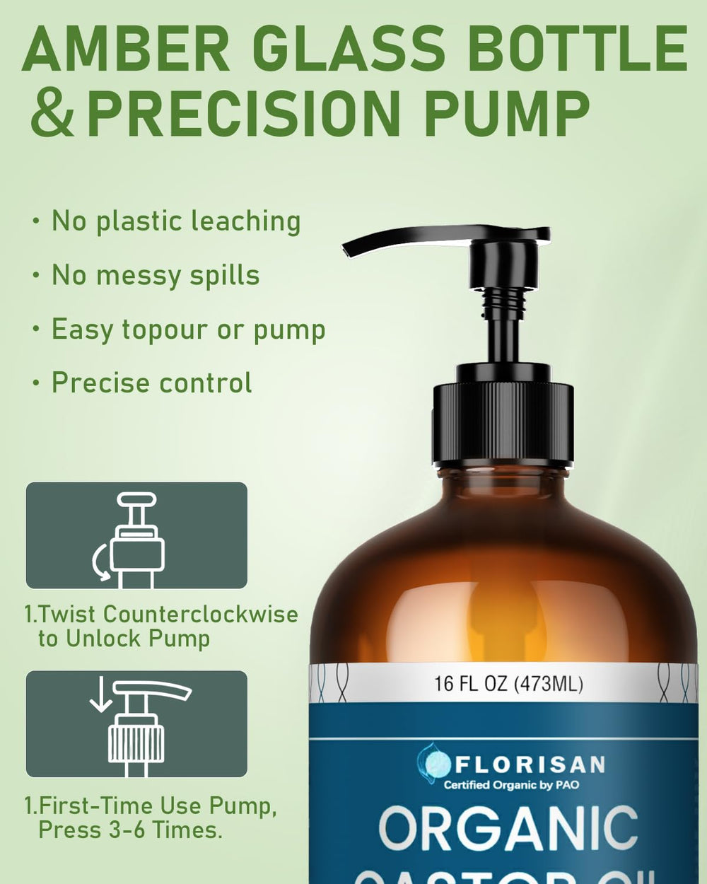 Florisan Glass bottle packaging preserves quality and freshness.
