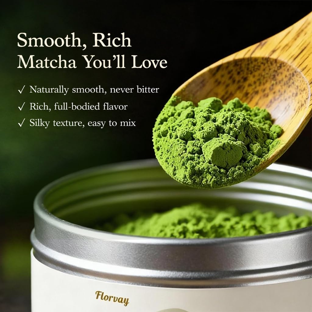 Florvay low-bitter profile suits daily warm tea or iced matcha beverages.